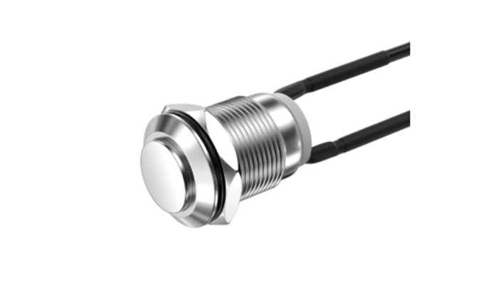 3A, 250V AC; 5A, 12V DC Silver Momentary High Round Push Button Switch